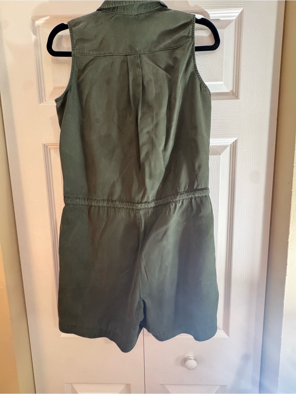 Banana Republic Olive Green Utility Romper Size 4 Sleeveless Tie Waist - Picture 4 of 5
